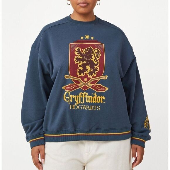 cotton:ON Women's Plus Sz 2XL Washed Navy Harry Potter Crew Licensed Sweatshirt - Picture 9 of 9